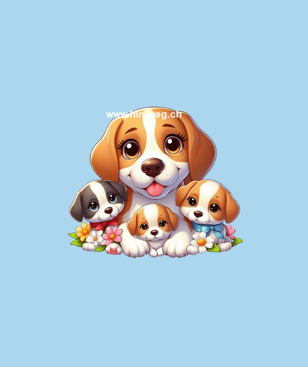 2086 Hundefamilie Blau EINZELPANEL