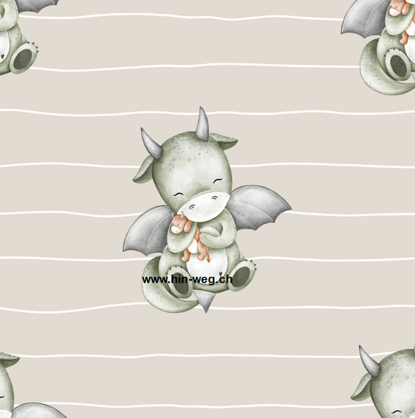 3028 Schmusedrache Beige ALLOVERPRINT