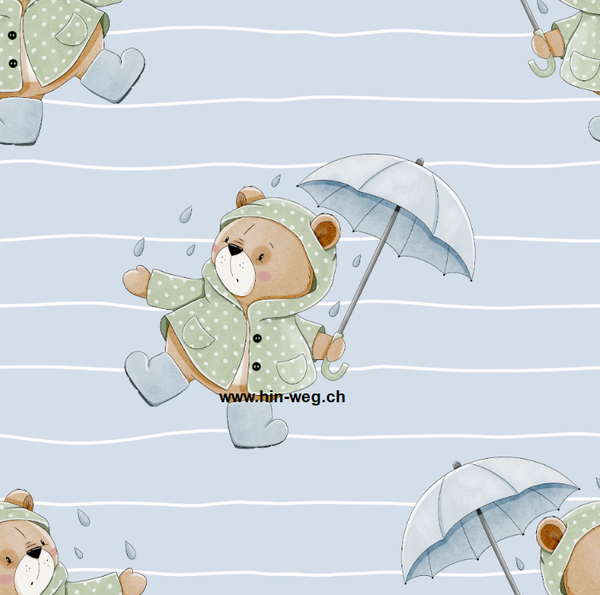 3068 Regenwetter Bär Blau ALLOVERPRINT
