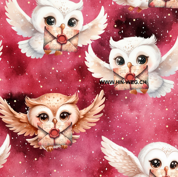 3108 Magic Owl Rot ALLOVERPRINT
