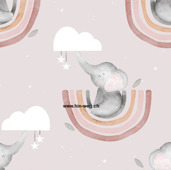 3133 RegenbogenElefant rosa ALLOVERPRINT