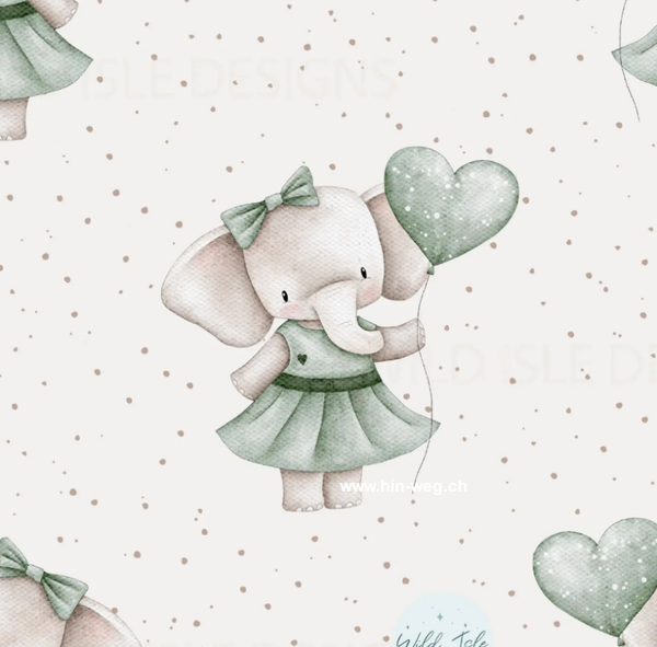 3247 Elefantenmädchen grün ALLOVERPRINT