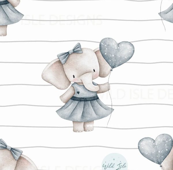 3246 Elefantenmädchen weiss/blau  ALLOVERPRINT