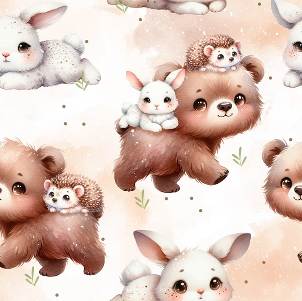 3253 Bär & friends braun ALLOVERPRINT