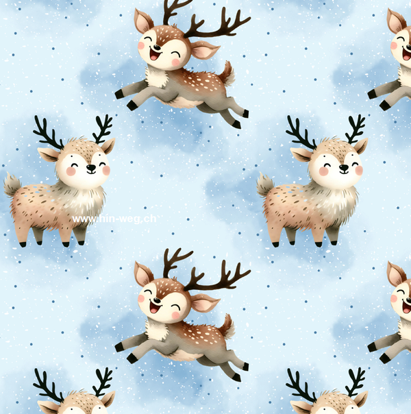 3256 Hirsch blau ALLOVERPRINT