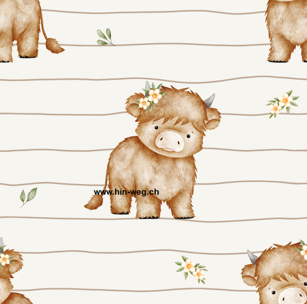 3378 Hochlandrind Emmi beige ALLOVERPRINT