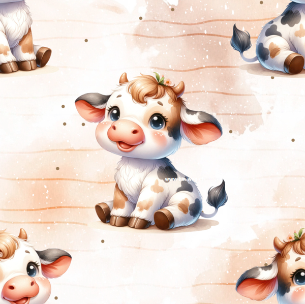 3459-a20 Kuh sitzen braun ALLOVERPRINT