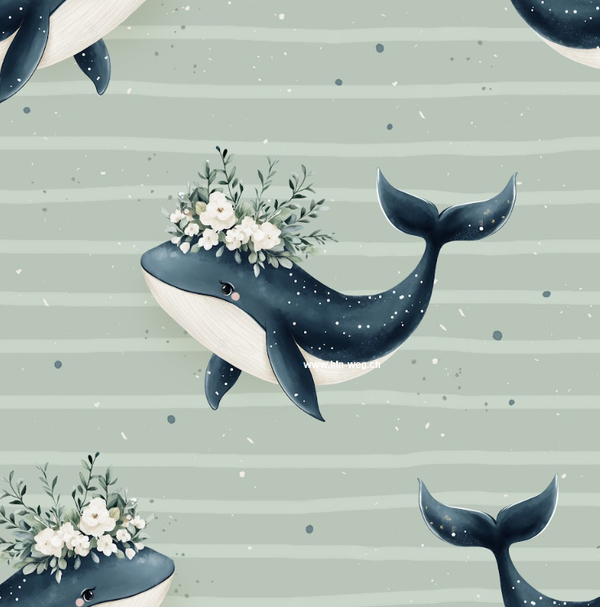 3494 Wal Flowers Mint ALLOVERPRINT