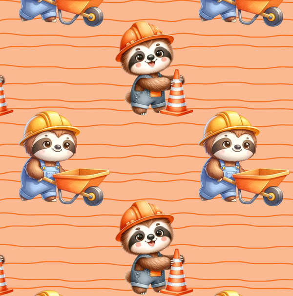 3634 Arbeiter Faultier Orange ALLOVERPRINT