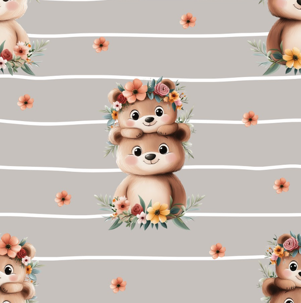 3646 Bear Mum&Girl ALLOVERPRINT