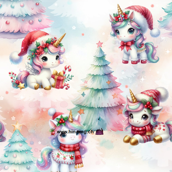 3721 Einhorn Weihnacht ALLOVERPRINT