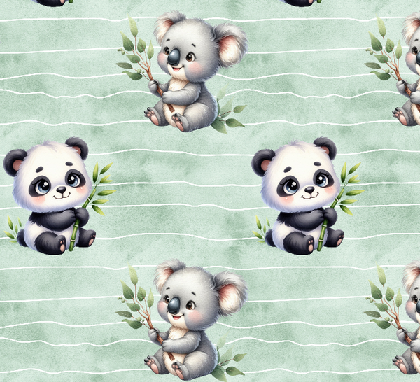3787 Panda&Koala Grün ALLOVERPRINT