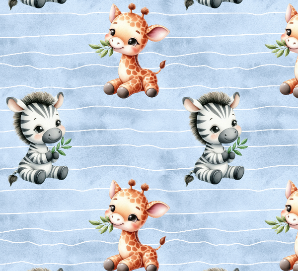 3791 Giraffe&Zebra Blau ALLOVERPRINT