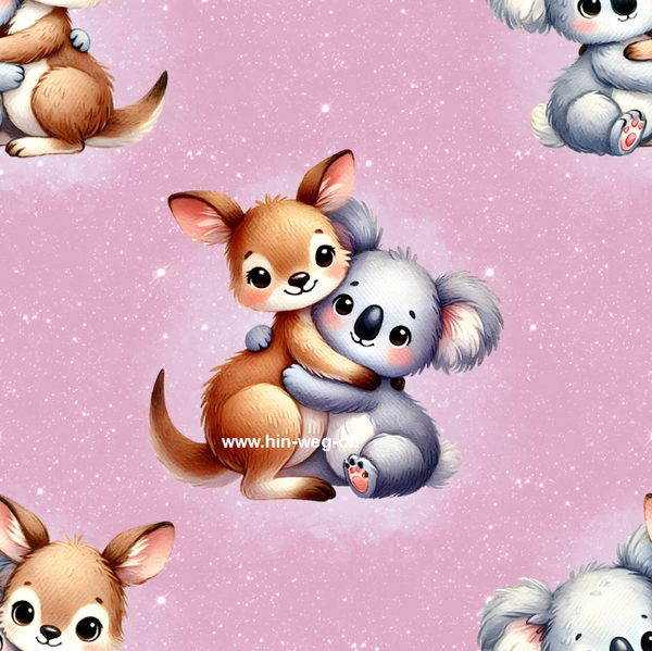 3956 Koala& Känguruh rosA ALLOVERPRINT