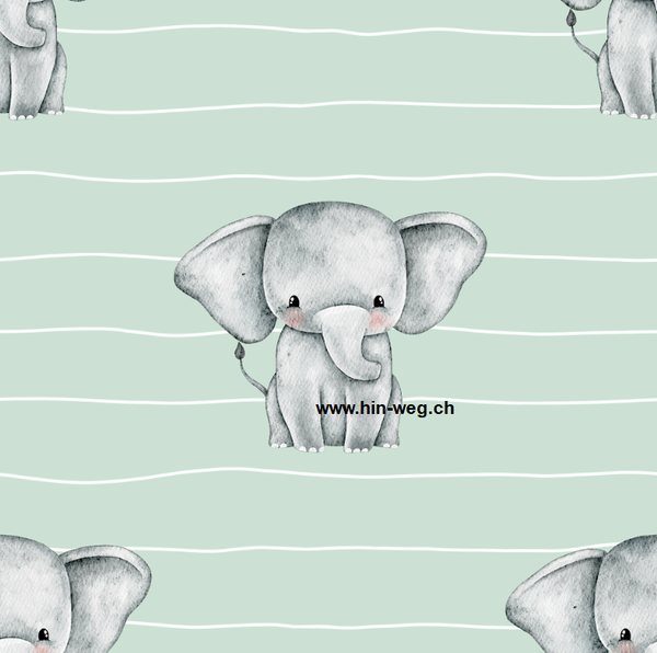 4034 Elefant Emilie Mint ALLOVERPRINT