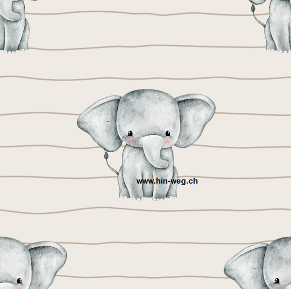 4036 Elefant Emil Beige ALLOVERPRINT