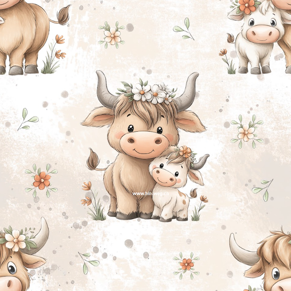 4128 Chuehli mit Baby ALLOVERPRINT