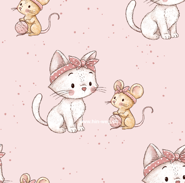 4333 Kitty & Mouse rosa ALLOVPERPRINT
