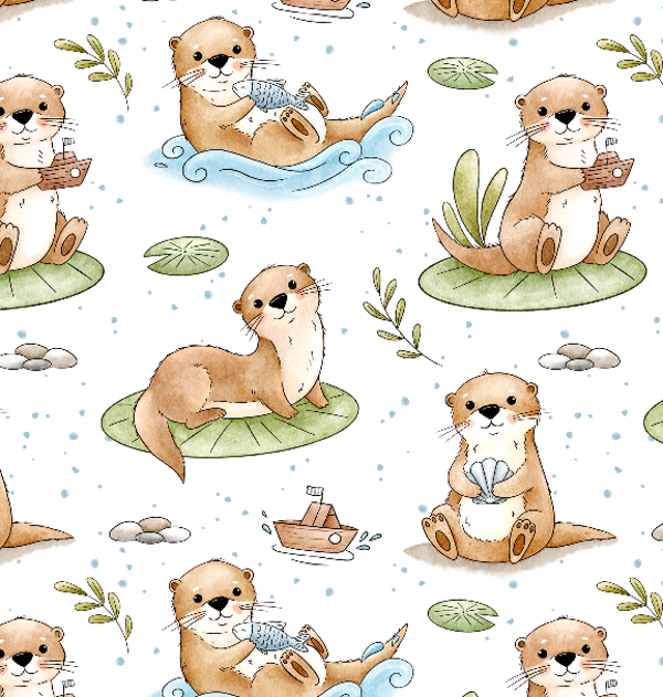 4416 Otter Family White ALLOVERPRINT