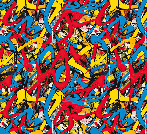 4434 Graffiti RotBlauGelb Crazy ALLOVERPRINT