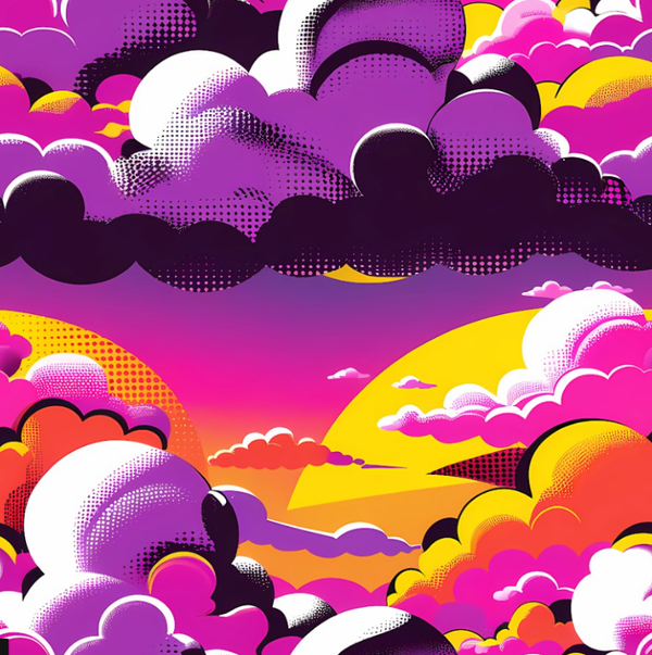 4534 Clouds Graffiti Violett/Pink Crazy ALLOVERPRINT
