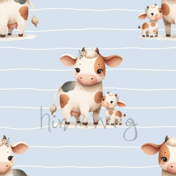 5042 Kuh Blau von hin&weg ALLOVERPRINT