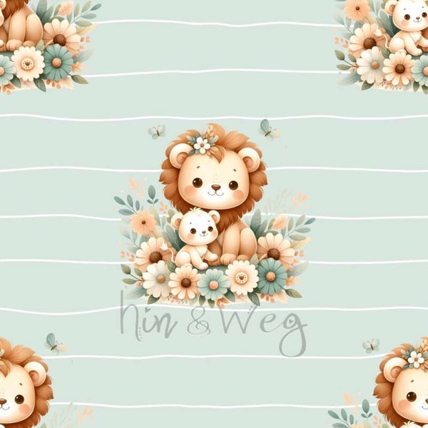 5058 LionFamily Mint ALLOVERPRINT