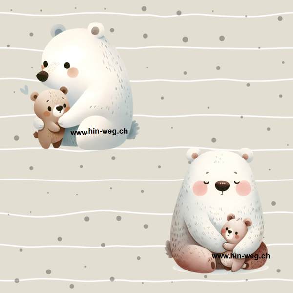 5061 Eisbärfamilie Beige ALLOVERPRINT