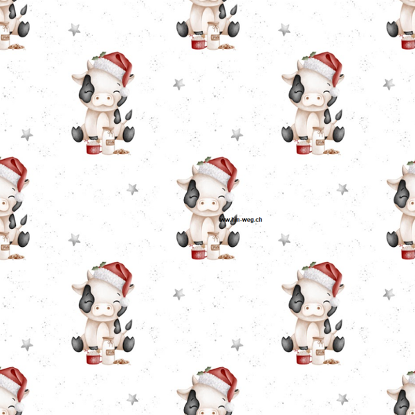 664 Cow Christmas white ALLOVERPRINT