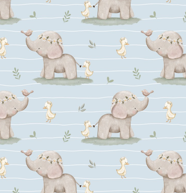 913 Elefantli & Ente blau ALLOVERPRINT