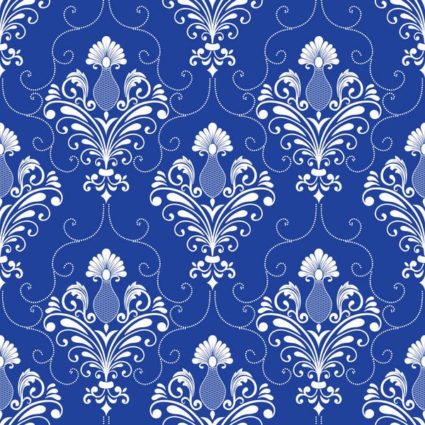 9183 Damask dunkelblau  ALLOVERPRINT