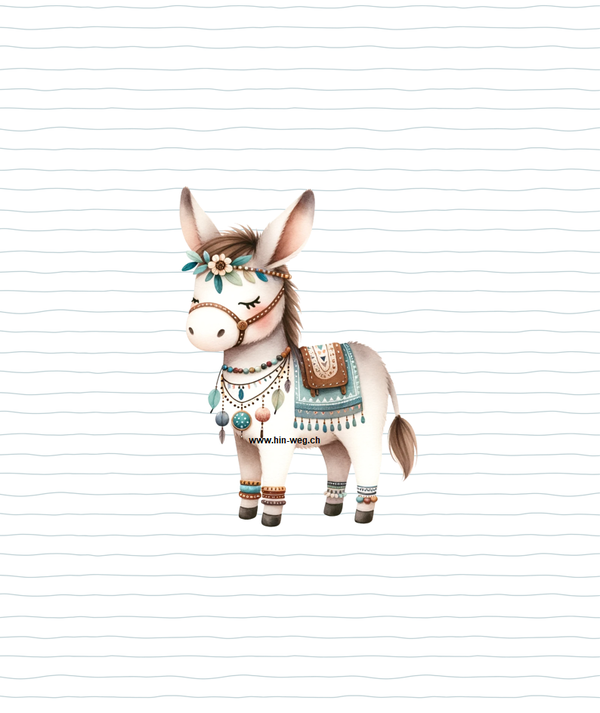 2063 BohoEsel Weiss EINZELPANEL