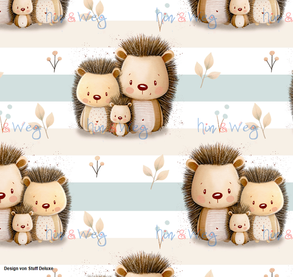 0004 Igelfamilie Streifen blau