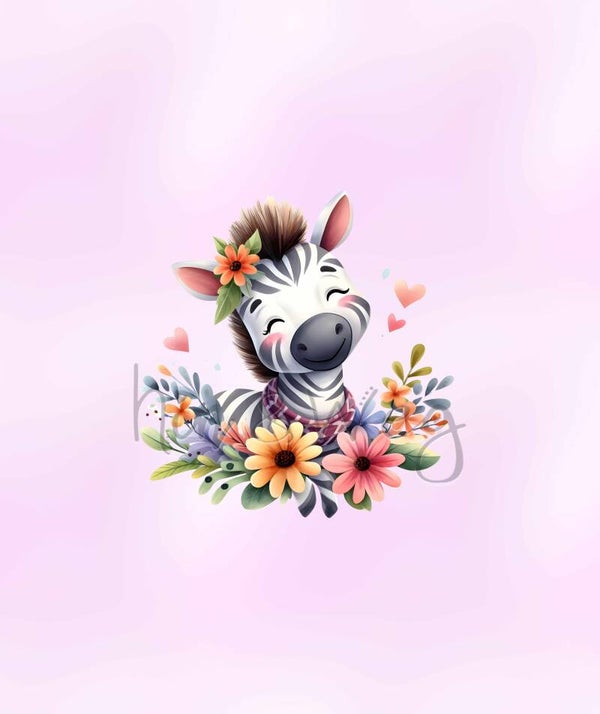 2131 Zebra Blumen Rosa EINZELPANEL