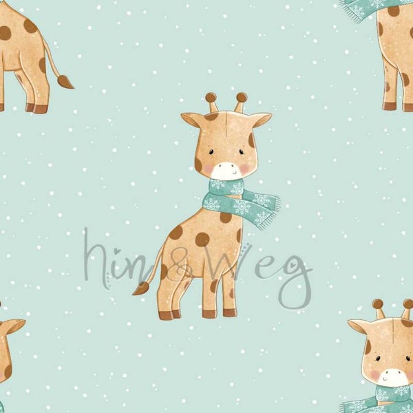 3006 Giraffe Schal Mint ALLOVERPRINT