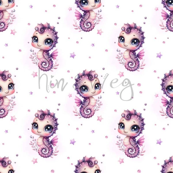 1635 Seepferdchen Glitter ALLOVERPRINT