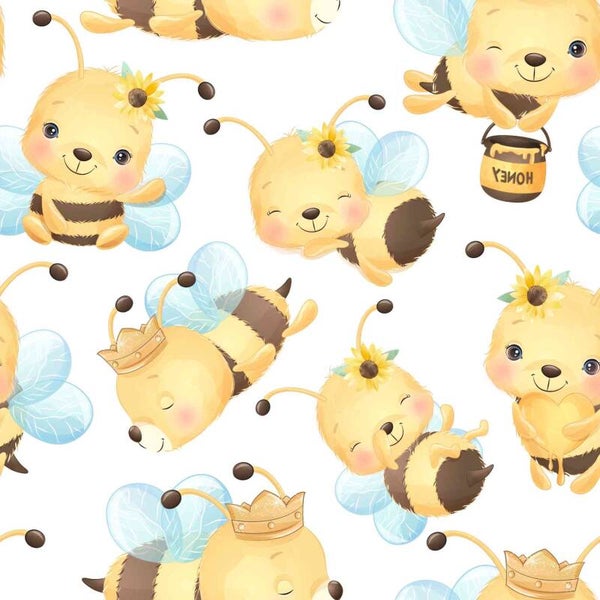 1242 Biene Weiss ALLOVERPRINT