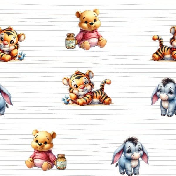 3771 Winnie Baby & friends weiss ALLOVERPRINT