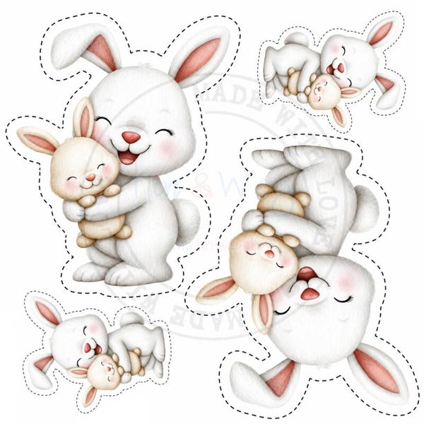 K29 Hase mit Baby Kuscheltier-Panel
