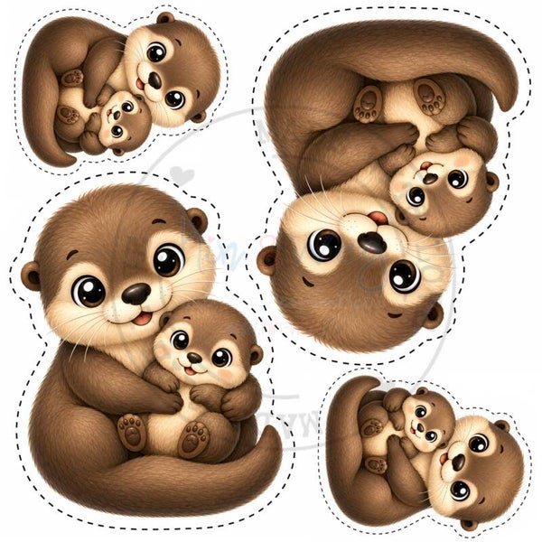 K86 Otterfamilie Stier Kuscheltier-Panel