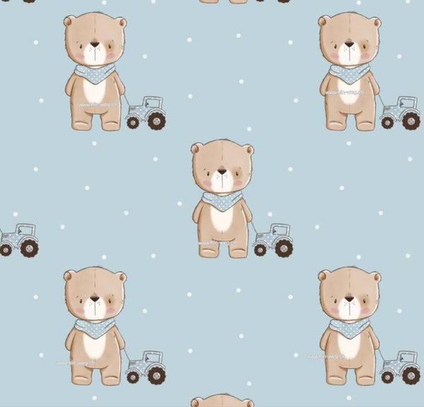 1171 Bärli Traktor Hellblau ALLOVERPRINT