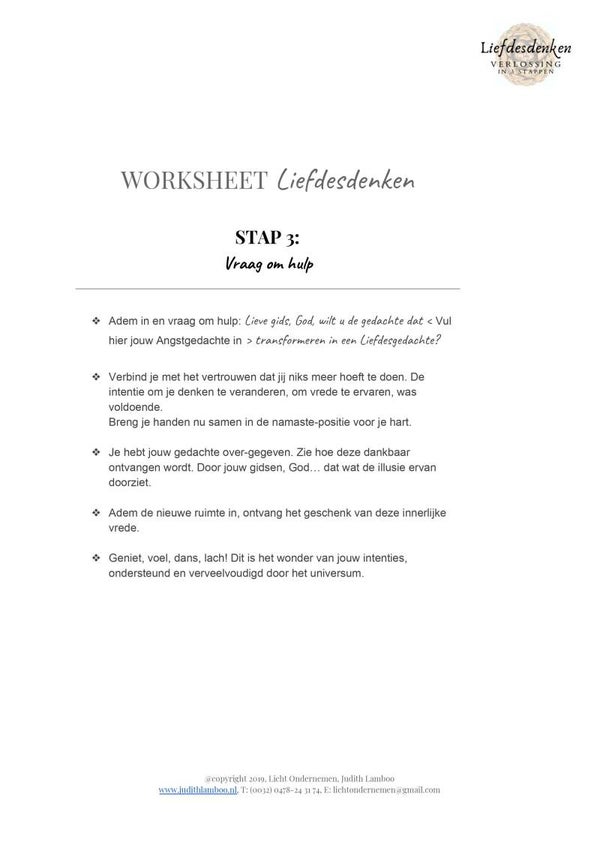 Gratis worksheet Liefdesdenken