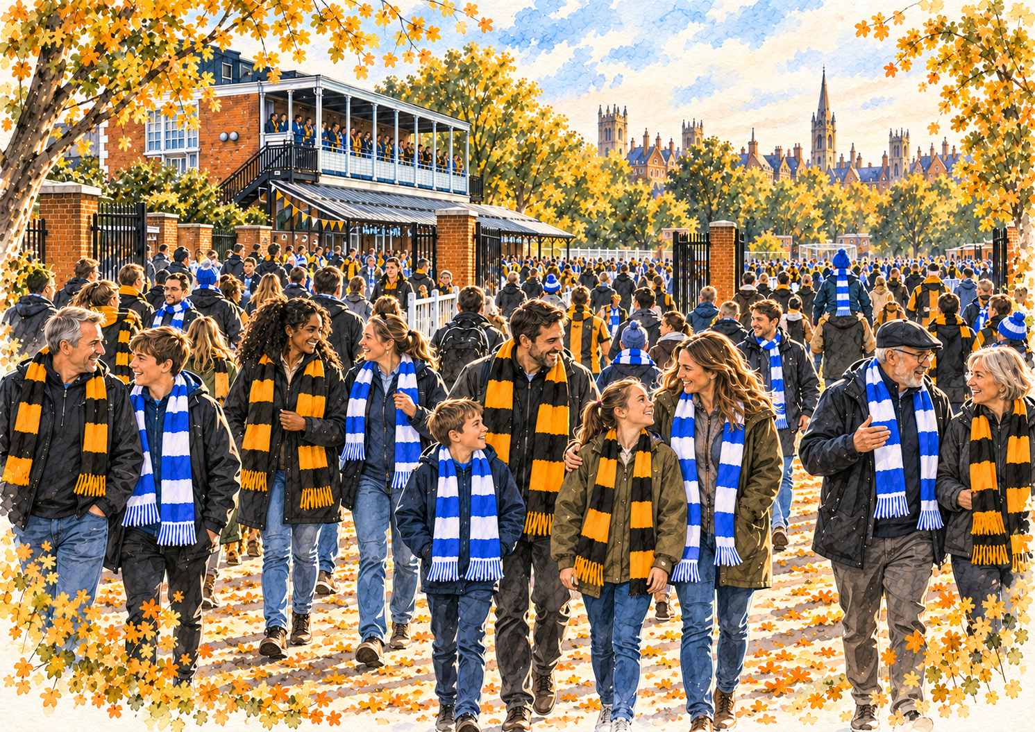Home and away supporters leaving the ground together