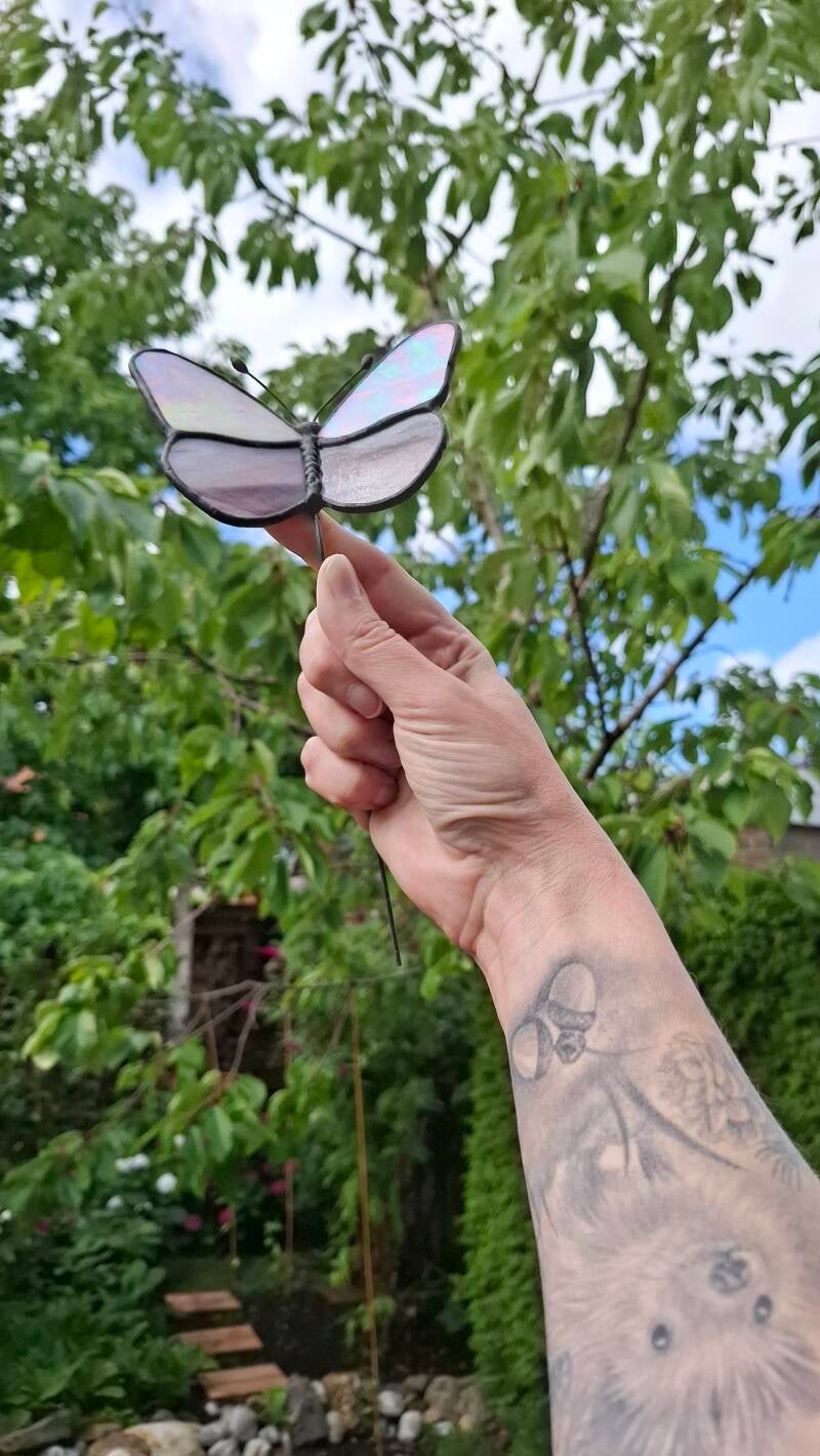 Glas in lood Vlinder wit/paars Glazige Loodjes