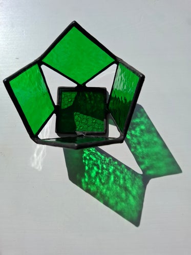 Glas in lood theelichtje groen Glazige Loodjes