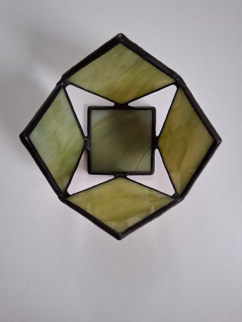 Glas in lood theelichtje onyx groen Glazige Loodjes