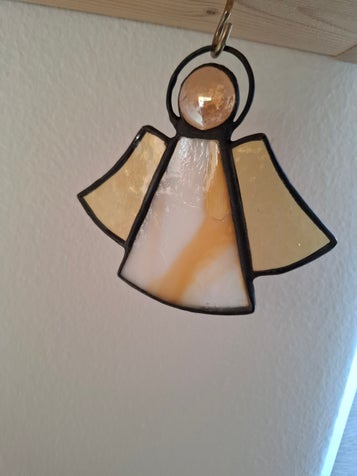 Glas in lood engeltje bruin wit Glazige Loodjes