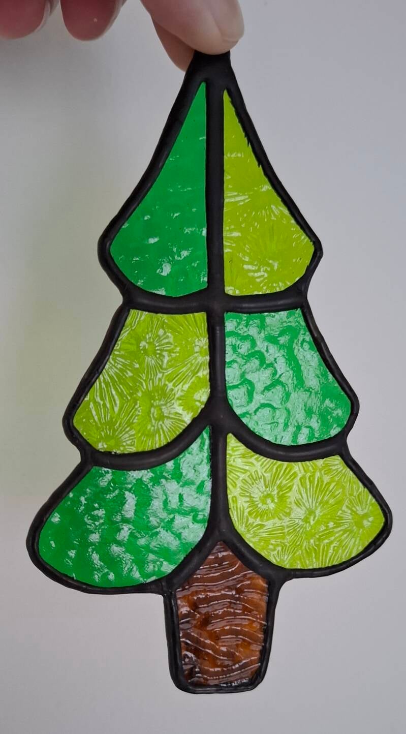 glas in lood kerstboom Glazige Loodjes