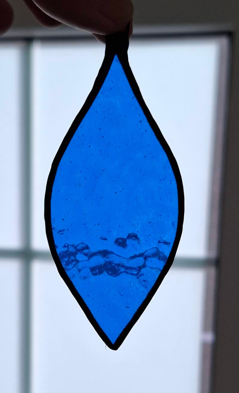 glas in lood pegel blauw glazige loodjes