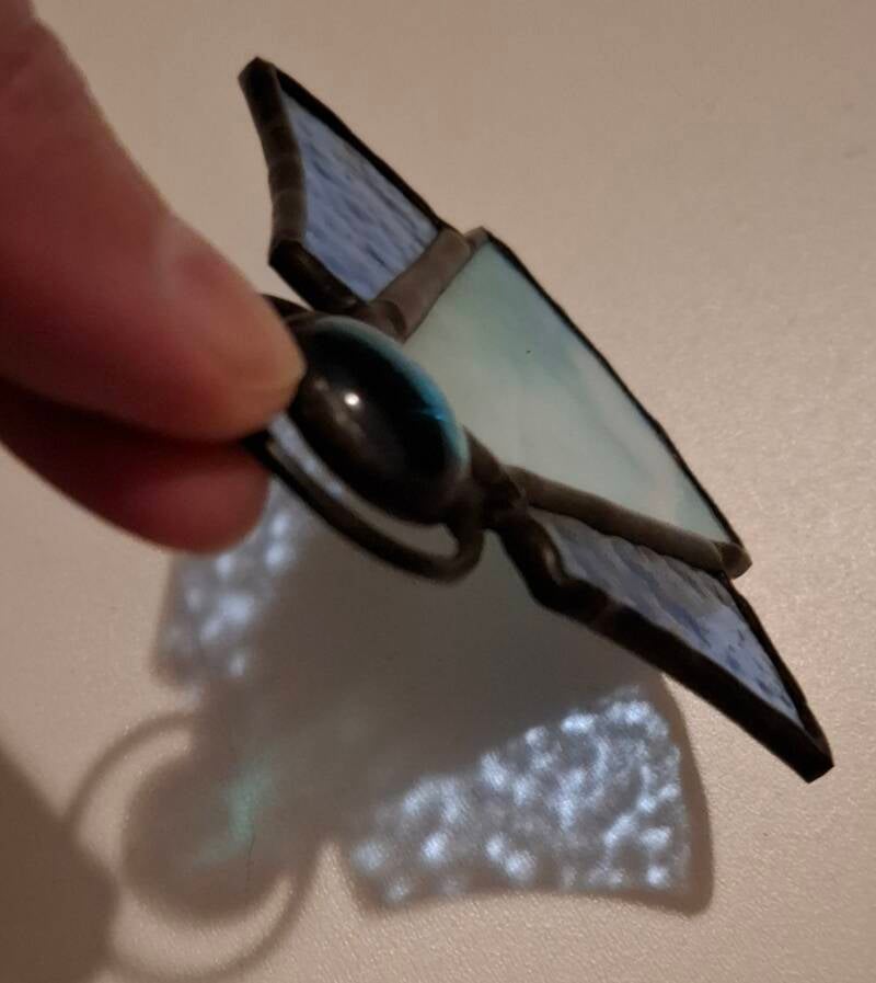 glas in lood engel wit blauw Glazige Loodjes